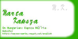 marta kapsza business card